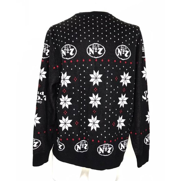 Ugly Christmas Sweater Jack Daniels Bourbon Old No 7 Logo Snowflakes M - Picture 2 of 8